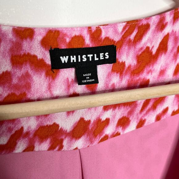 Whistles Womens Blurred Strokes Flippy Dress US 6 Pink Square Neck Feminine - Picture 7 of 11